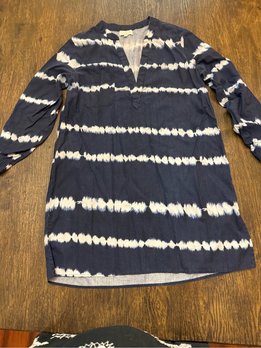 Mud Pie Navy and White Tie-Dye Long Sleeve Shirt